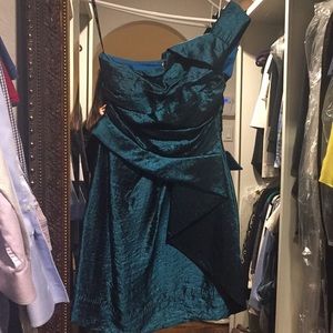 One shoulder sill cocktail dress.